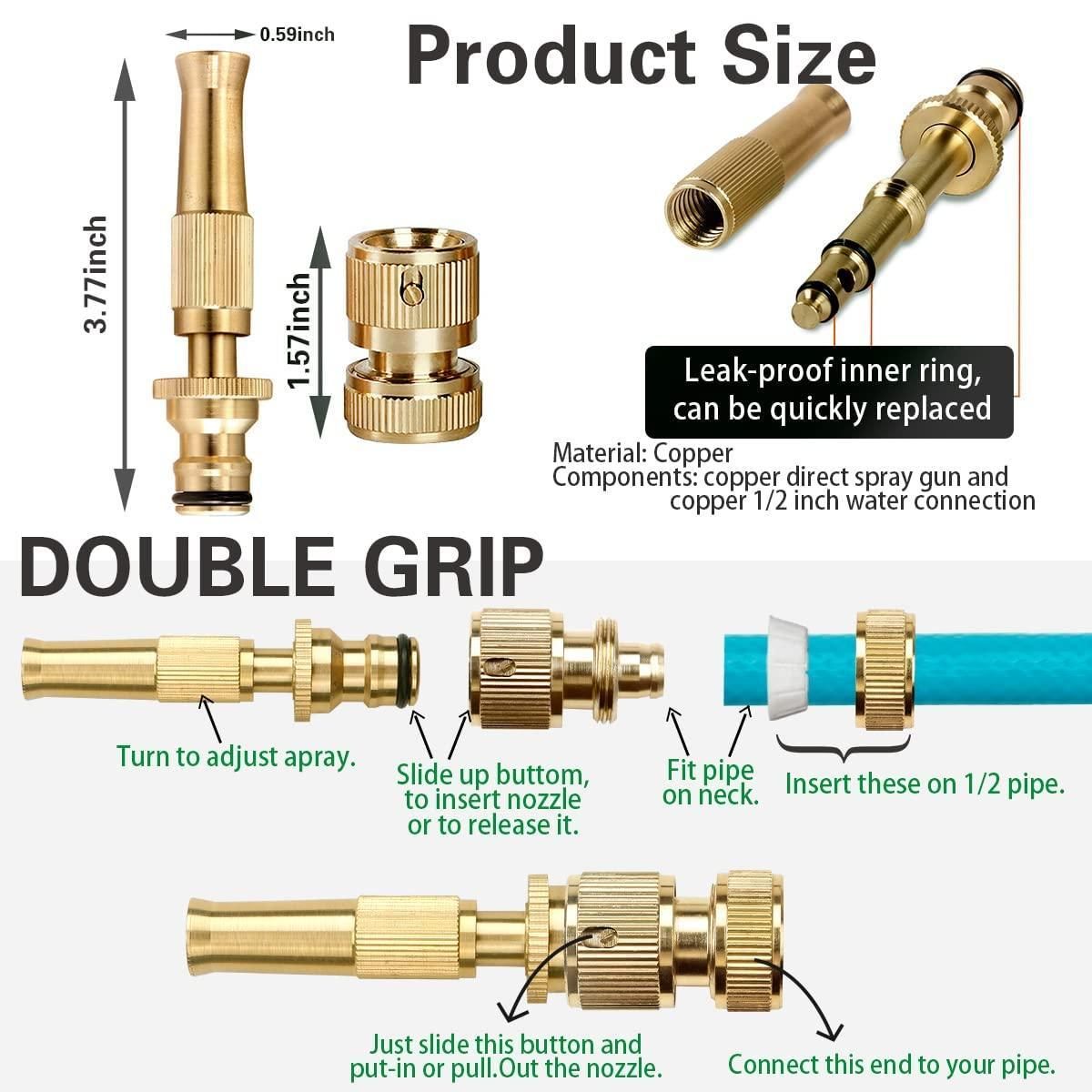 Portable High Pressure Washing Water Nozzle (Brass)