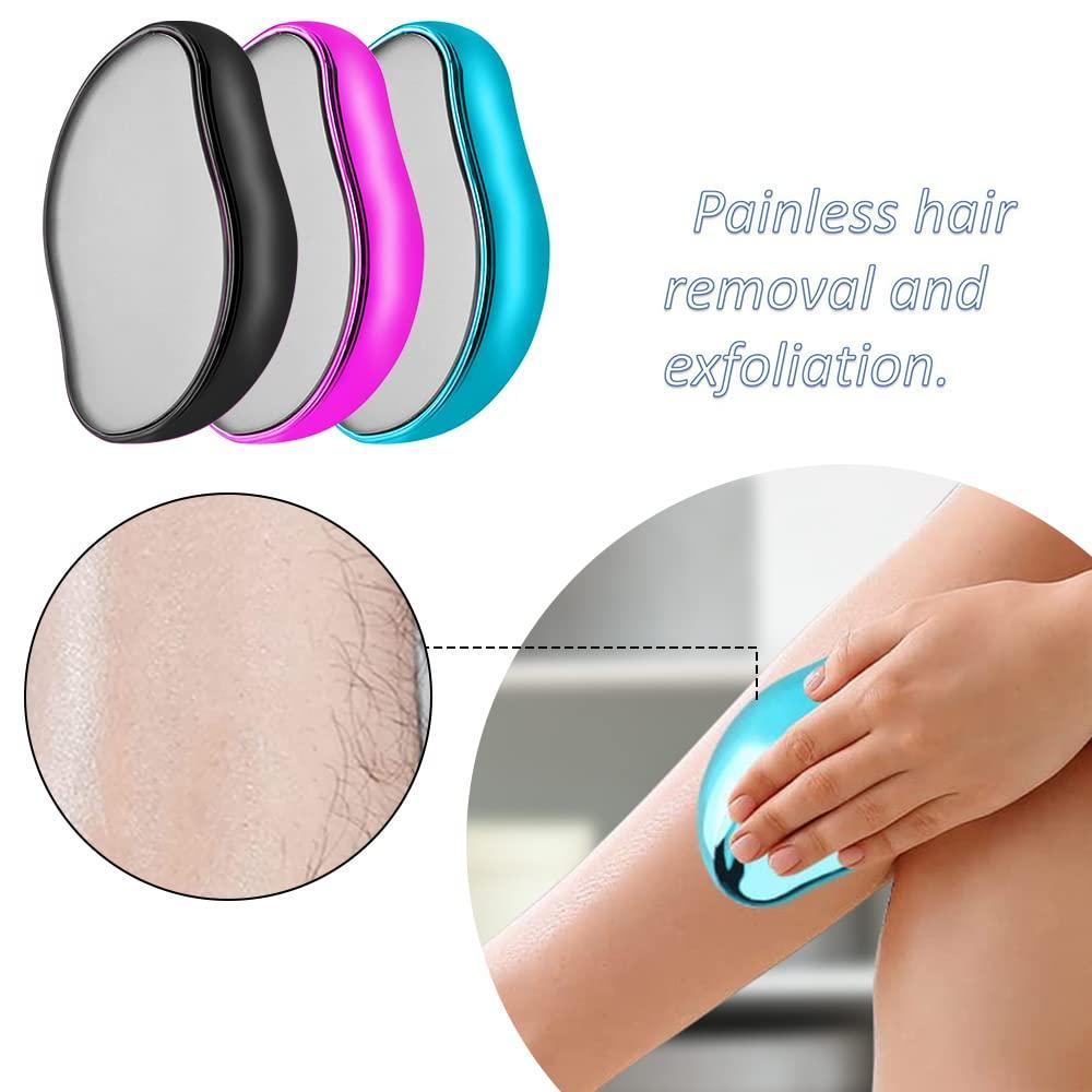 Crystal Hair Eraser for Women and Men, Magic Crystal Hair Remover Painless Exfoliation Hair Removal Tool for Arms Legs Back, Washable Crystal Epilator Without Shaving for Smooth Skin Gifts