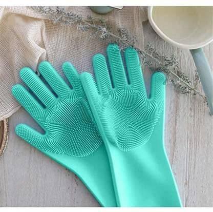 Gloves Magic Silicone Dish Washing Gloves for Kitchen (Pair of 1)