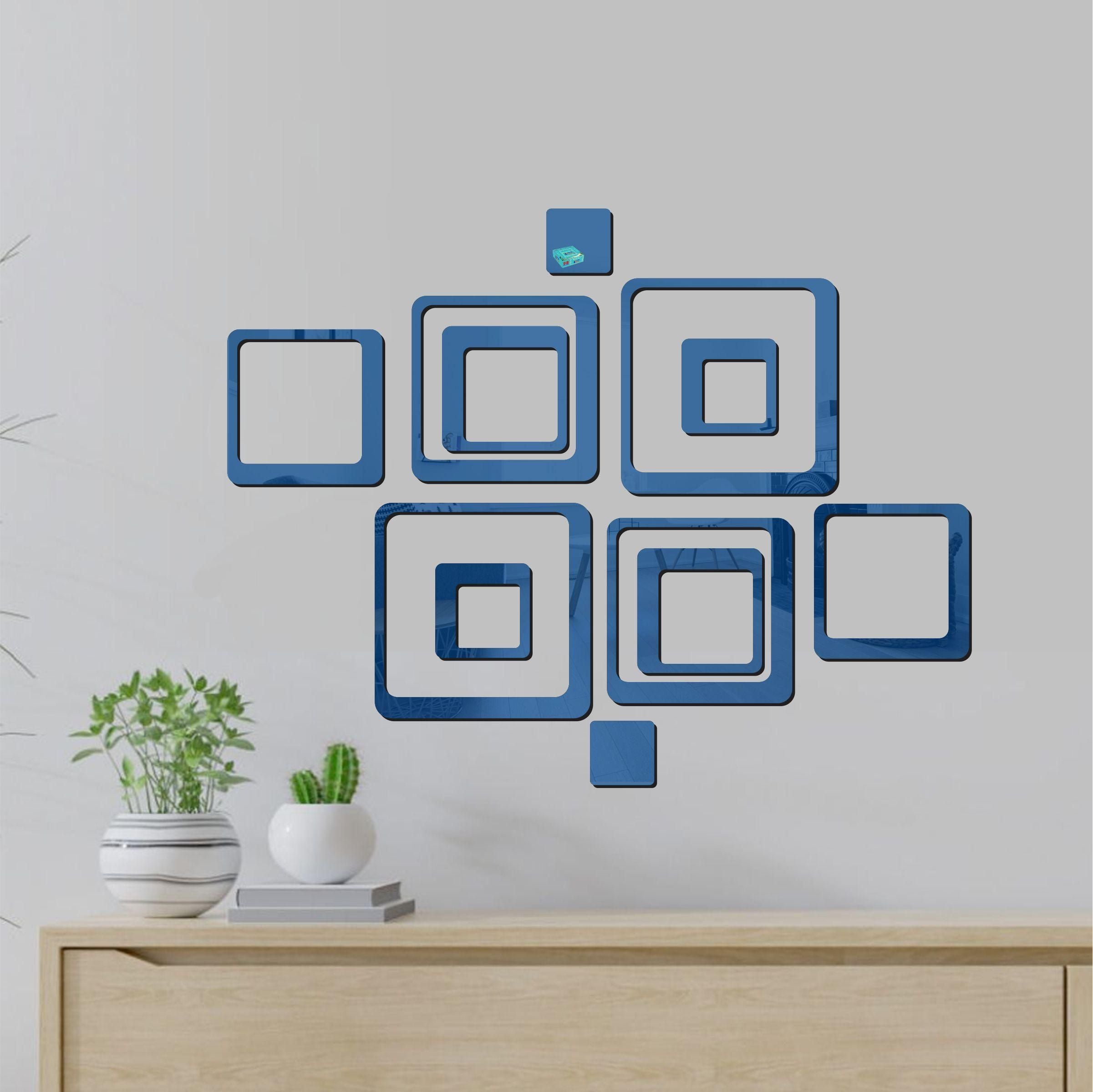 3D Acrylic Mirror Wall Sticker Decoration Blue