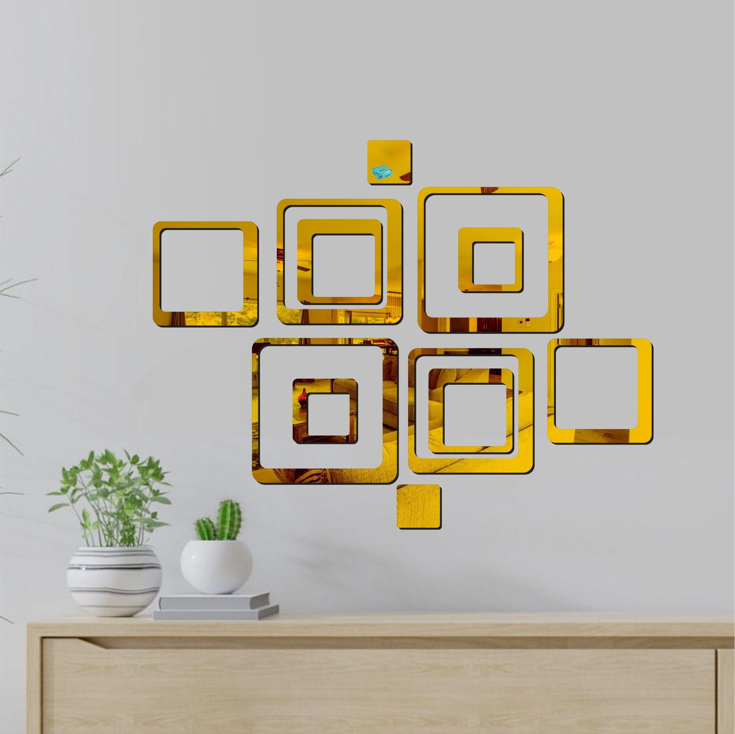 3D Acrylic Mirror Wall Sticker Decoration Yellow