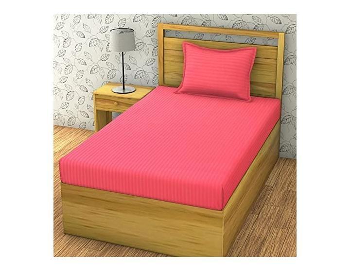 Cotton Plain Stripes Single Bedsheet