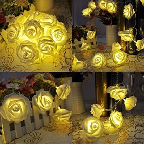 Rose Flower Led Serial String Lights - |10 Feet 14 Led Rose Lights for Home Decoration Indoor Outdoor(Warm White Plug-in)