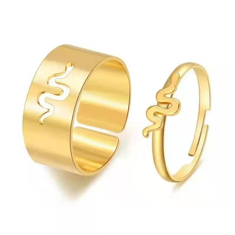 Golden Snake Matching Wrap Finger Couple Ring