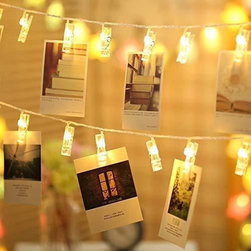 16 Photo Clip LED String Lights for Photo Hanging Birthday Festival Wedding Party for Home Patio Lawn Restaurants Home Decoration