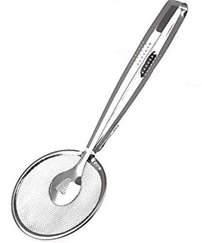 Stainless Steel 2 in 1 Fry Tool Filter Spoon Snack Strainer with Clip